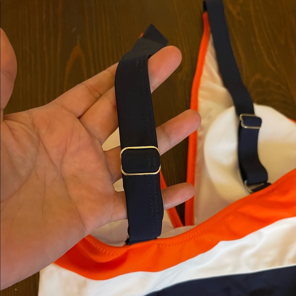 Orange Navy and White One Piece Swimsuit NWT - Picture 4 of 5